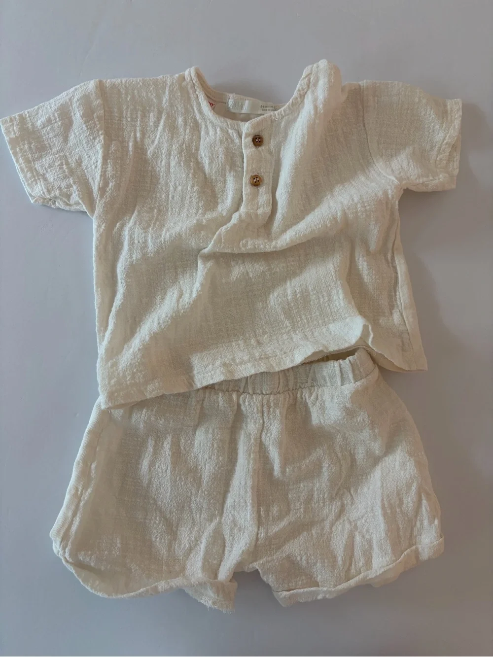Zara Baby Matching Summer Set Infant Size 6-9 Months Ecru Cotton Casual